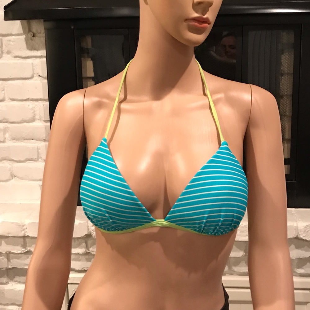 Hula Honey Blue Striped Bikini Top (Medium)